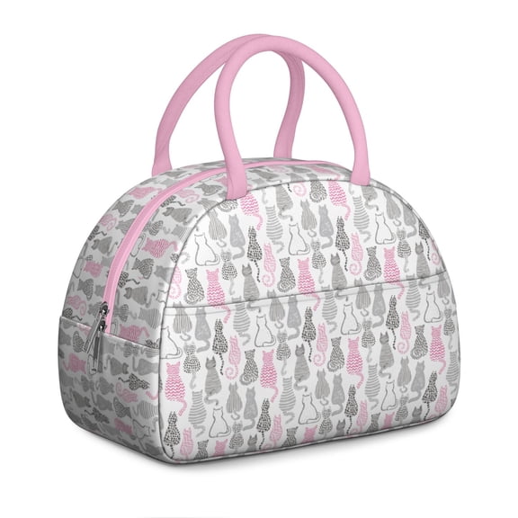 Funny Cat Cartoon Lunch Bag – Adorable Cat & Paw Prints, Insulated Cooler Tote for School, Commuting & Everyday Use