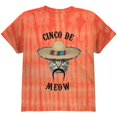 thumbnail image 1 of Funny Cat Cinco de Mayo Meow Youth T Shirt Bamboo Orange Tie Dye YLG, 1 of 1