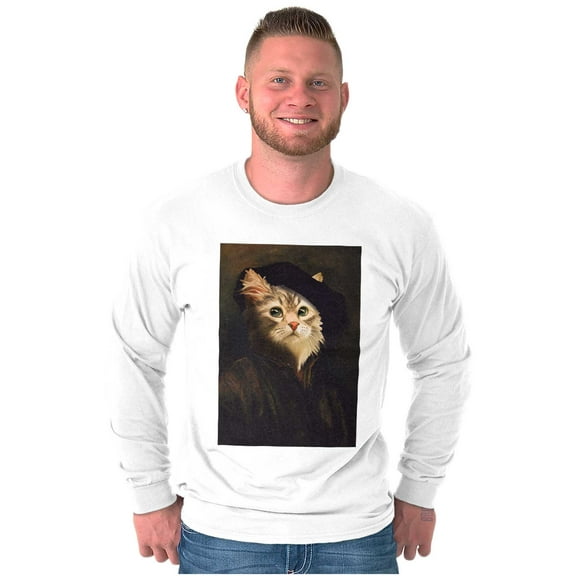 Funny Cat Claude Monet Self Portrait Long Sleeve TShirt Men Women Brisco Brands S