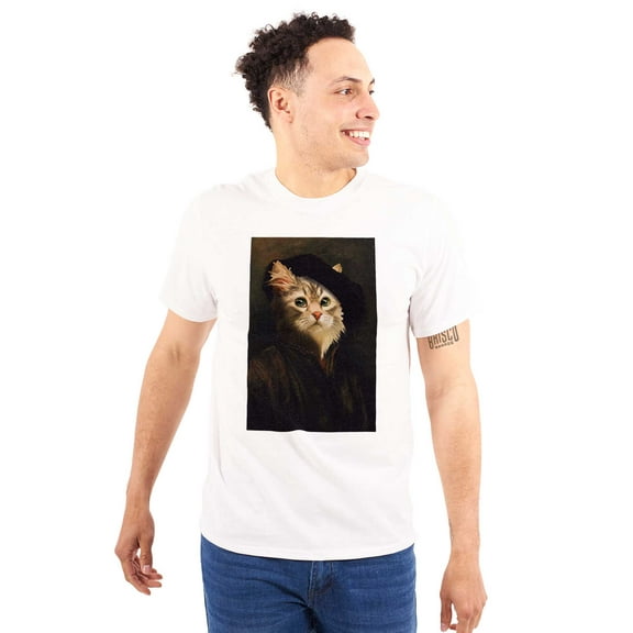 Funny Cat Claude Monet Self Portrait Men's Graphic T Shirt Tees Brisco Brands S