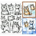 thumbnail image 1 of Funny Cat Clear Stamps Action Cat Silicone Clear Stamp Seals Cartoon Cat Transparent Stamps for DIY Scrapbooking Cards Making Photo Album Journal Home Decoration 8.27x5.83 inch for DIY, 1 of 8