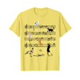 thumbnail image 1 of Funny Cat Climbing Musical Notes T-Shirt for Music Lovers and Cat Enthusiasts, 1 of 5