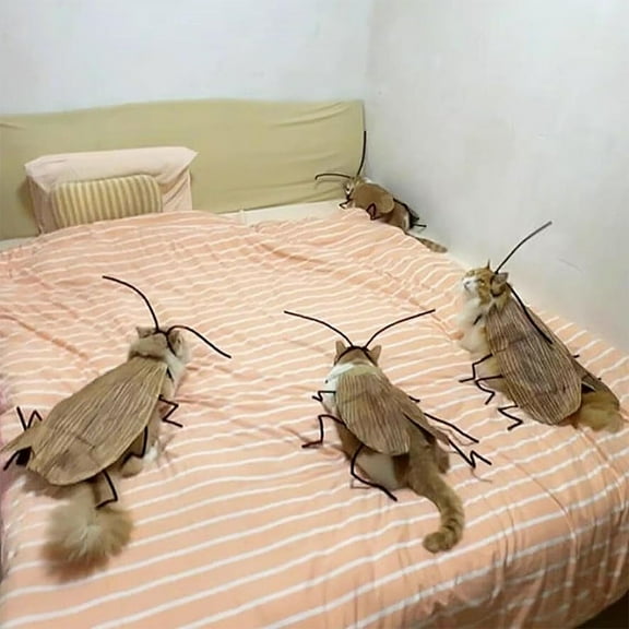 Funny Cat Cockroach Costume DIY Kit - Realistic Insect Costume with Antennae for Pets, Halloween Dress Up & Party Outfit - Comfortable & Durable Pet Clothing for Cats