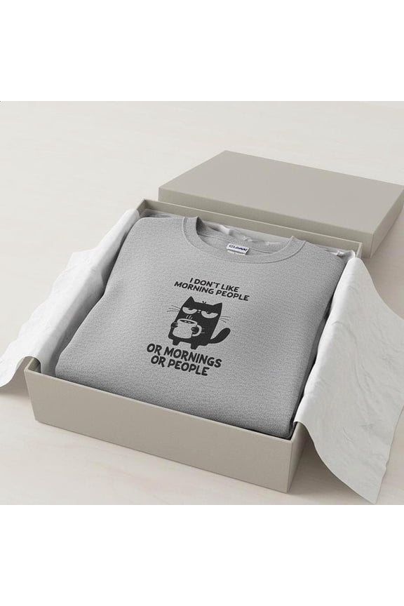 Funny Cat Coffee Embroidery Sweatshirt, Grumpy Black Cat Gift for Morning Hater, Funny Sarcastic Quote Shirt, Sarcastic Gift for Her,