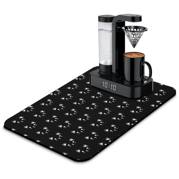 Funny Cat Coffee Station Mat - Adorable Pet-Themed Absorbent Pad with Non-Slip Bottom for Coffee Lovers