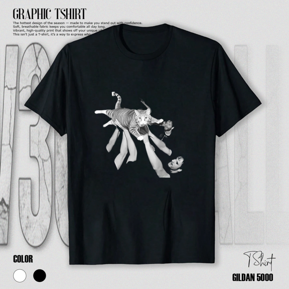 Funny Cat Crowdsurfing Concert Meme Rock Fan Festival Outfit Unisex T-Shirt, up to size 5XL