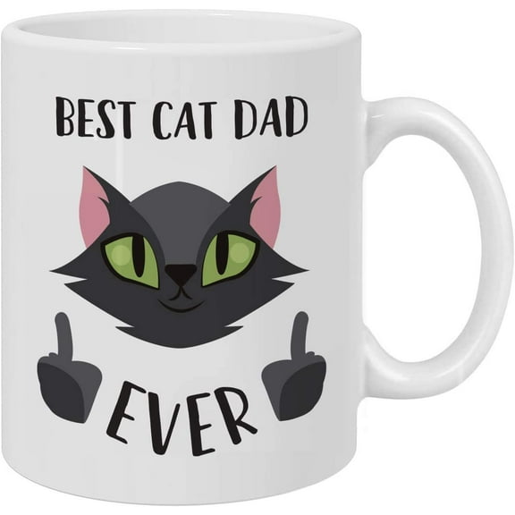 Funny Cat Dad Coffee Mug for Cat Lovers, Cat Lover Gifts Best Cat Dad Ever Pet Owner Gift Coffee Mug Tea Cup, Birthday Gift for Dad Grandfather, Thank You Gift for Man or a Vet 11Oz