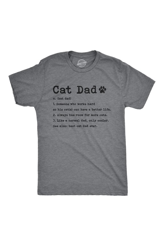 Funny Cat Dad Definition Grey T-Shirt for Animal Lovers - Perfect Father's Day Gift