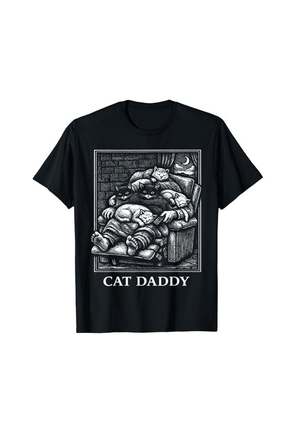 Funny Cat Daddy Retro Graphic T-Shirt for Cat Lovers – Perfect Father's Day Gift