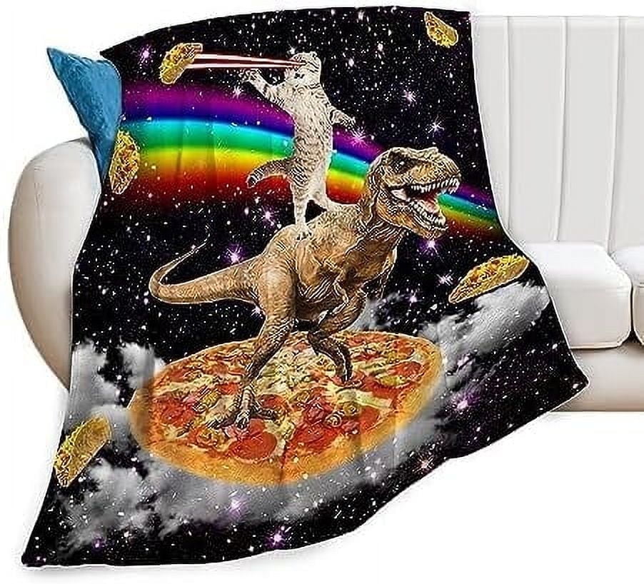 Funny Cat Dinosaur Blanket Soft Cozy Galaxy Space Rainbow Food Fleece Plush Throw Blanket All Season Ultra Warm Lightweight Fuzzy Taco Pizza Blanket Gifts for Girls Boys Women Men Bed 60"x80"