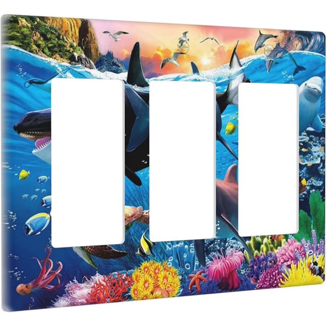 Funny Cat Dinosaur Japan Sun Ocean Wave 1 Gang Light Switch Covers