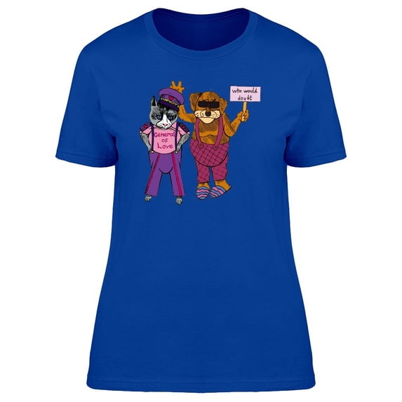 Funny Cat & Dog Crazy Design Tee Women's -Image by Shutterstock