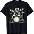 thumbnail image 1 of Funny Cat Drummer Playing Drums Music Lover Percussion Vibe Unisex T-shirt, 1 of 4