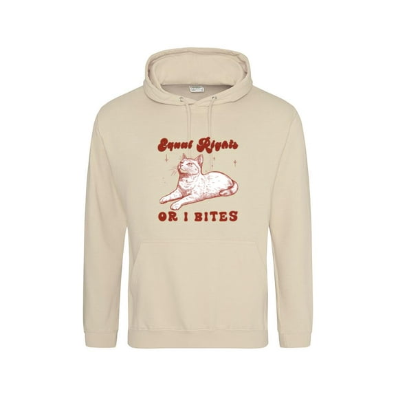 Funny Cat Equal Rights Or I Bites Feminism M2276 Cute Graphic Pullover Hoodie, up to size 5XL