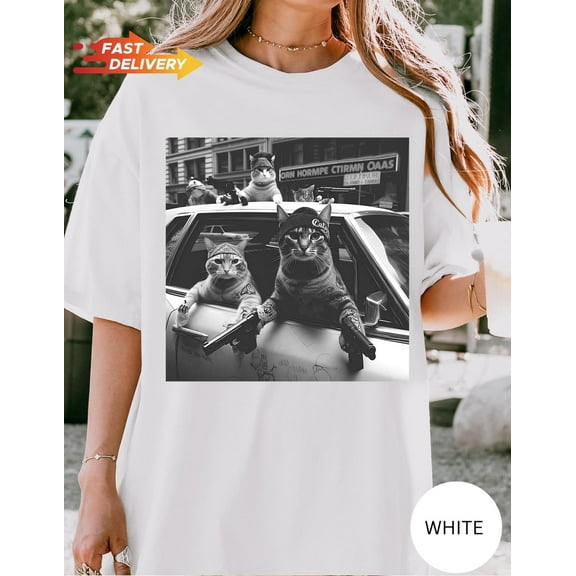 Funny Cat Gang Vintage Shirt,Funny Cat Meme Shirt,Sarcastic Tshirt, Unisex Oversized Shirt, Funny Gang Tee