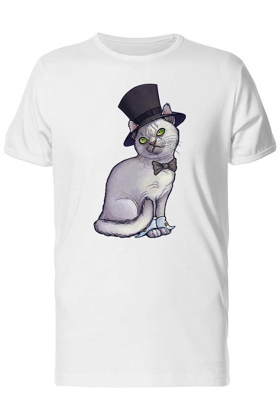 Funny Cat-Gentleman T-Shirt Men -Image by Shutterstock, Male Large