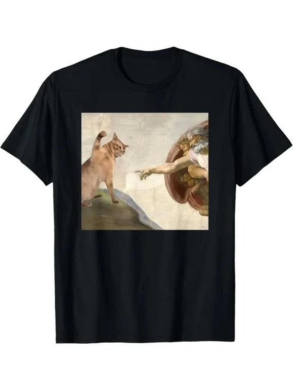 Funny Cat God Creation Meme Jesus Parody Art Humor Unisex T-shirt