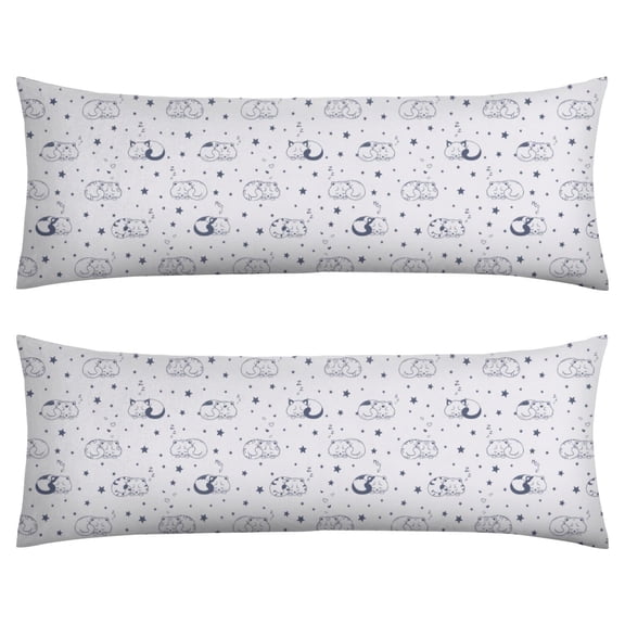 Funny Cat Graphic Body Pillow Cover 20x54 - Paw & Heart Print Pillowcase - Full Body Support Cover with Invisible Zipper