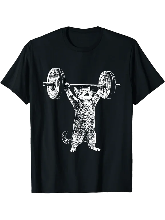 Funny Cat Gym Workout Deadlift Cat Meme Gym Pump Kitten T-Shirt, Vintage Birthday Gift