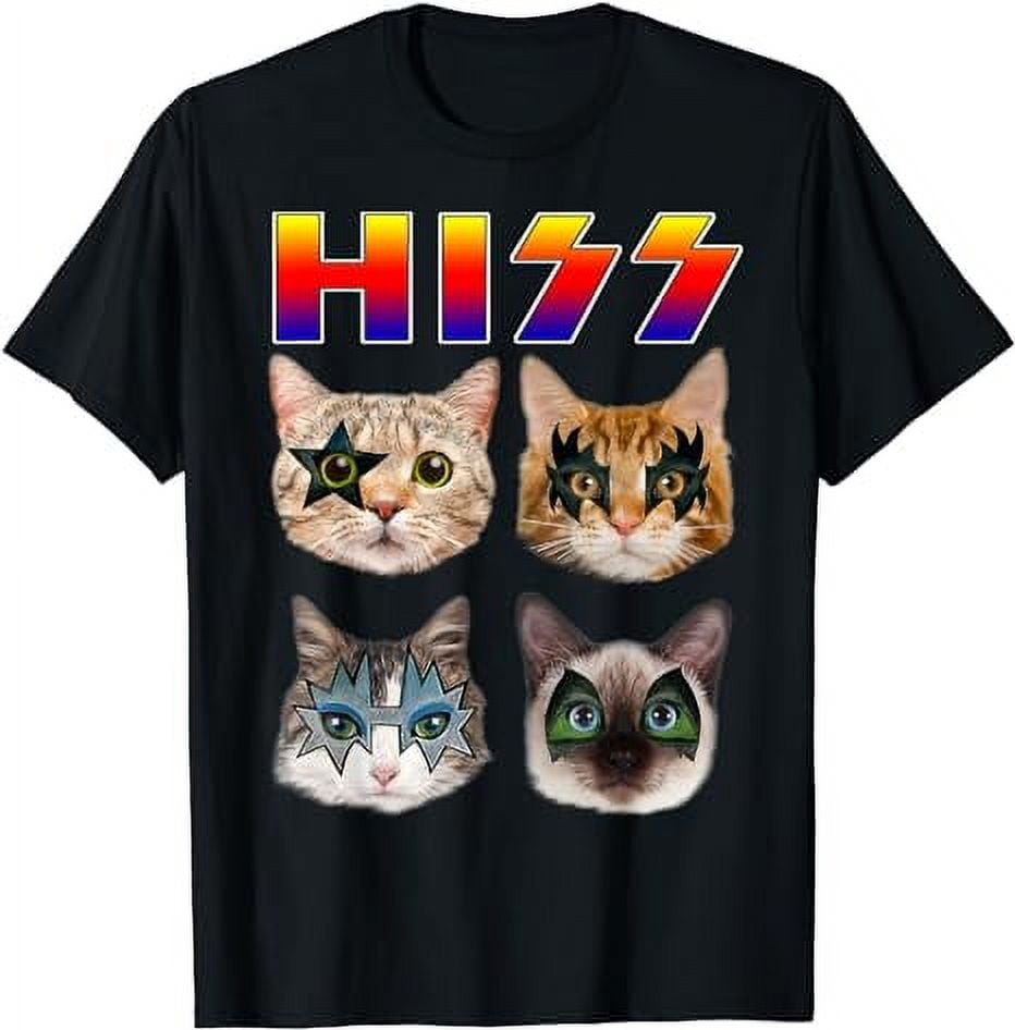 Funny Cat Hiss Rock And Roll For Cat Lover, Cat Dad, Cat Mom T-Shirt ...