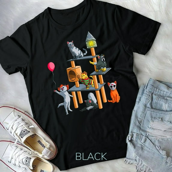Funny Cat Horror Movies Cute Halloween for Cat Kitty Lovers Unisex T-shirt