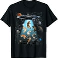 thumbnail image 1 of Funny Cat Humor, Galaxy Cat UFO, Cat Owner, Cat T-Shirt, 1 of 7