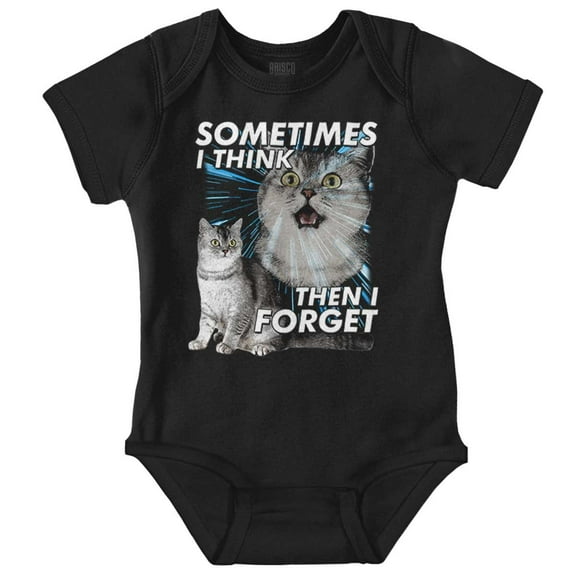 Funny Cat I Think Then I Forget Joke Romper Boys or Girls Infant Baby Brisco Brands NB