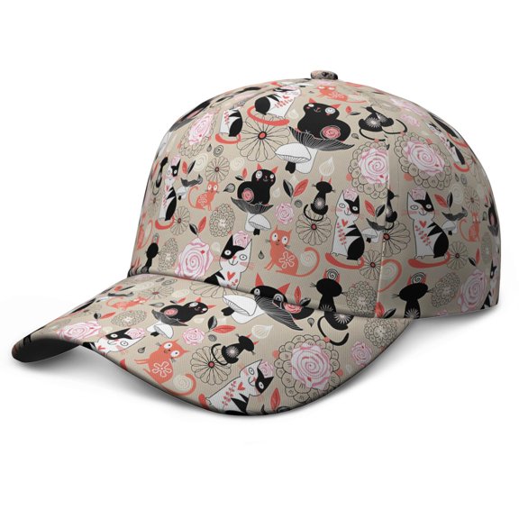 Funny Cat Illustration Snapback Hat - Cat Lover Gift with Breathable Eyelets