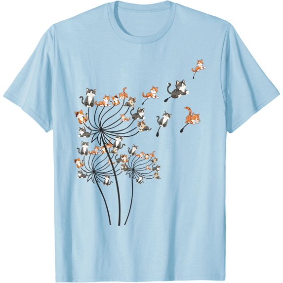 Funny Cat Kitten Cute Dandelion Unisex T-Shirt for Men Women Kids Toddler