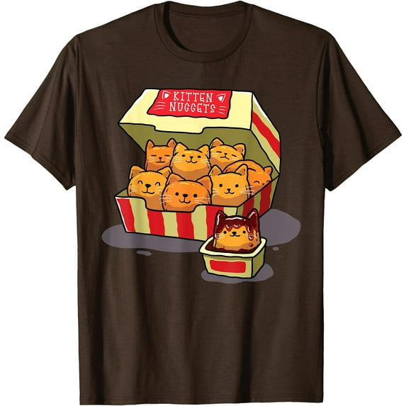 Funny Cat Kitten Nuggets Food Pun Lover Gift Unisex T-Shirt for Men Women Kids Toddler,Dark Chocolate Color,Size L