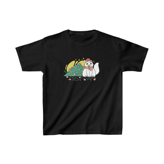 Funny Cat Knocked Over Christmas Tree Kids T-Shirt