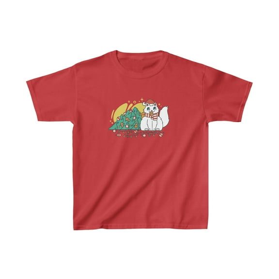 Funny Cat Knocked Over Christmas Tree Kids T-Shirt