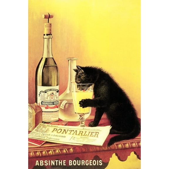 Funny Cat Licking The Wine Poster, Vintage French Cat Alcohol Poster, Wine Vintage Wall Art, Prints Wall Decor Home, Office,Dining Room Decor,Wall Decor , Art Deco, Frameless 12x16inch