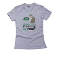 thumbnail image 1 of Funny Cat & Litter Box - Someone Keeps Stealing My Poop Women's Cotton Grey T-Shirt, 1 of 2