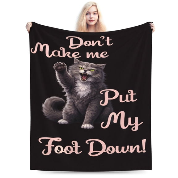 Funny Cat Lover Gift Throw Blanket Angry Grumpy Cat Humor Pattern Blanket Cozy Soft Home Decor Gift for Cat Lovers 50x40