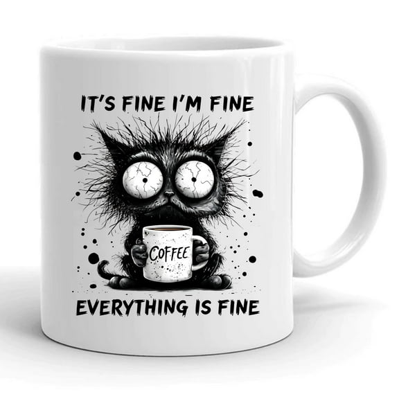 Funny Cat Lover Its Fine Im Fine Everything Is Fine Gift Ceramic Mug 11oz (White;11oz)