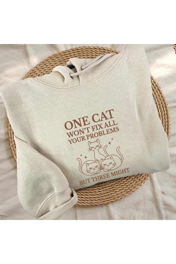 Funny Cat Lover Shirt, Embroidered Cat Mom Sweatshirt, Funny Cat Lover Tee, Three Cats TShirt, Gift for Crazy Cat People, Retro Cat Hoodie