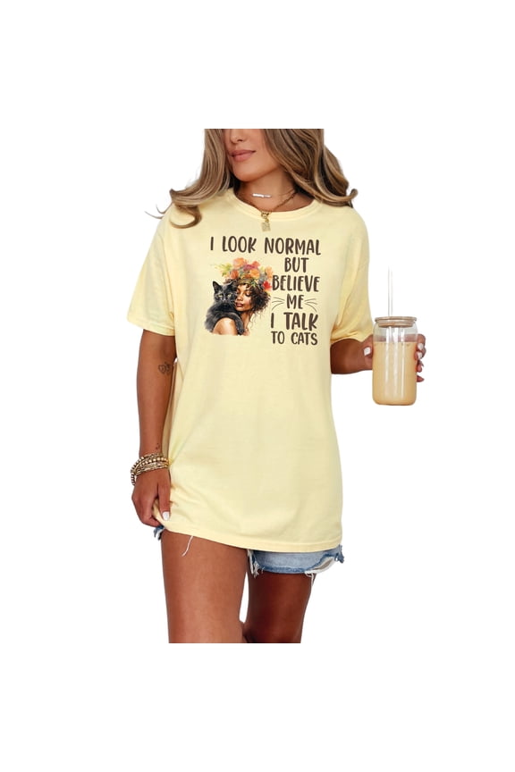Funny Cat Lover Shirt, I Talk To Cats T Shirt, Gift For Cat Owners, Cute Cat Graphic Tee, Women's Cat Humor Shirt, Cat Mom Apparel, Butter Comfort Colors T-Shirt, XL