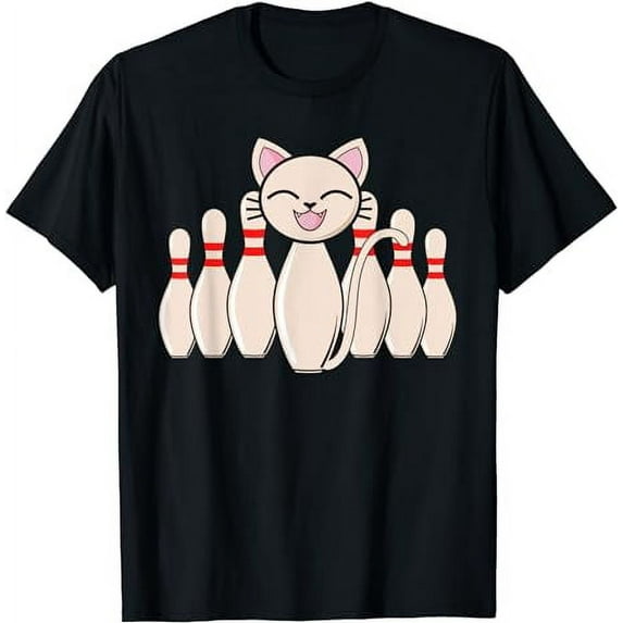 Funny Cat Lover Tee Bowling Pin Cat Bowler Bowling Player T-Shirt