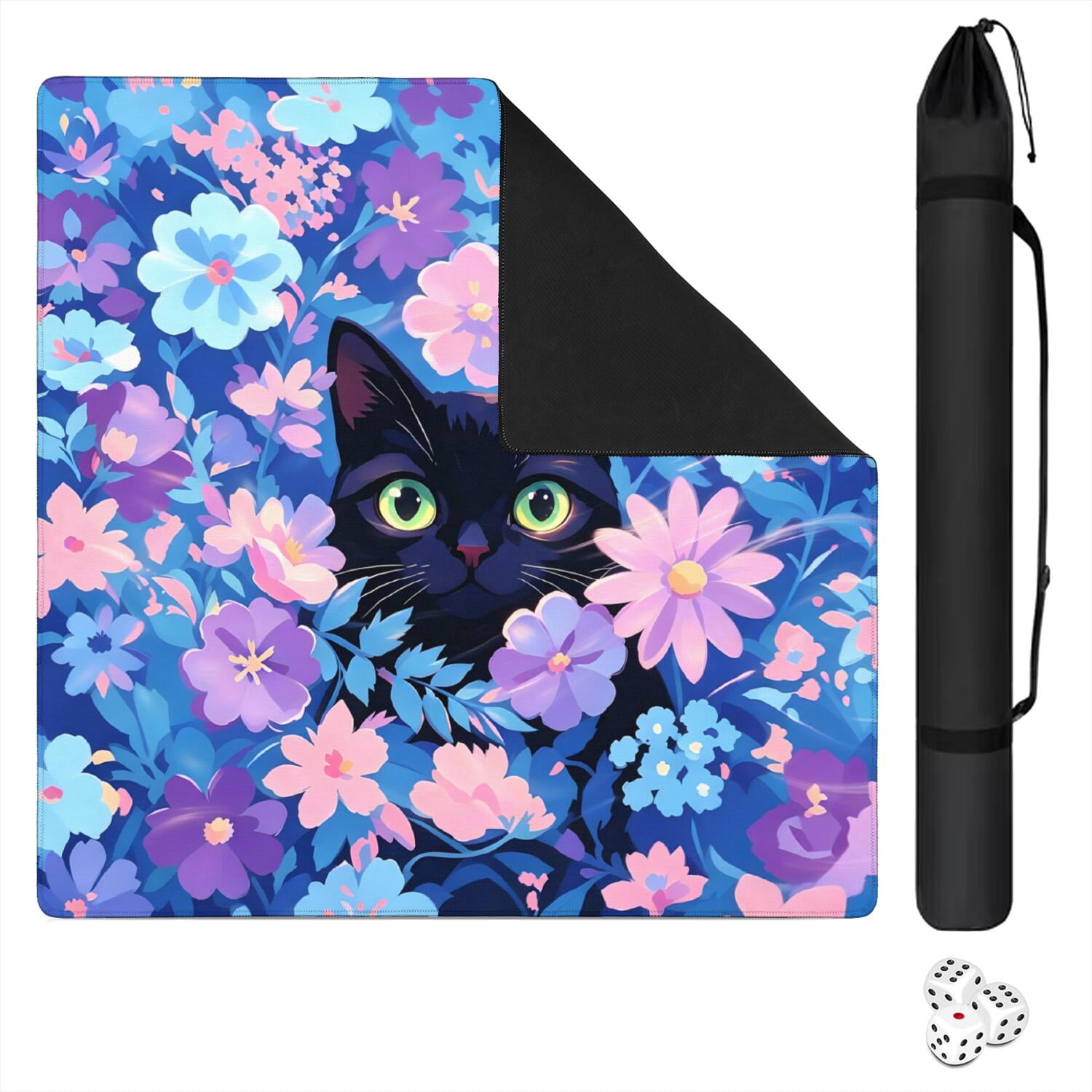 Funny Cat Mahjong Mat for Table, 31.5*31.5in Anti Slip American Mahjong Mats, Noise Reduction, Neoprene Mah Jongg Mat, Mahjong Sets Gift for Poker/Card/Dominoes Board Tile Games Table Mats