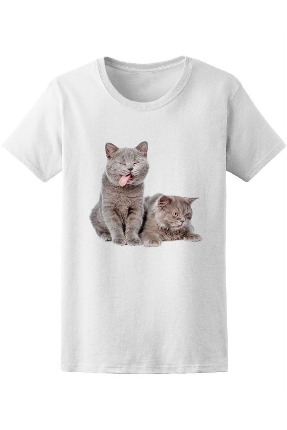 Funny Cat Makes Faces Sad Cat T-Shirt Women -Image by Shutterstock, Female x-Large