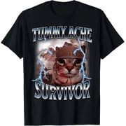 Funny Cat Meme I Survived Todays Tummy Ache Survivor Humor Unisex T-Shirt,S-5XL
