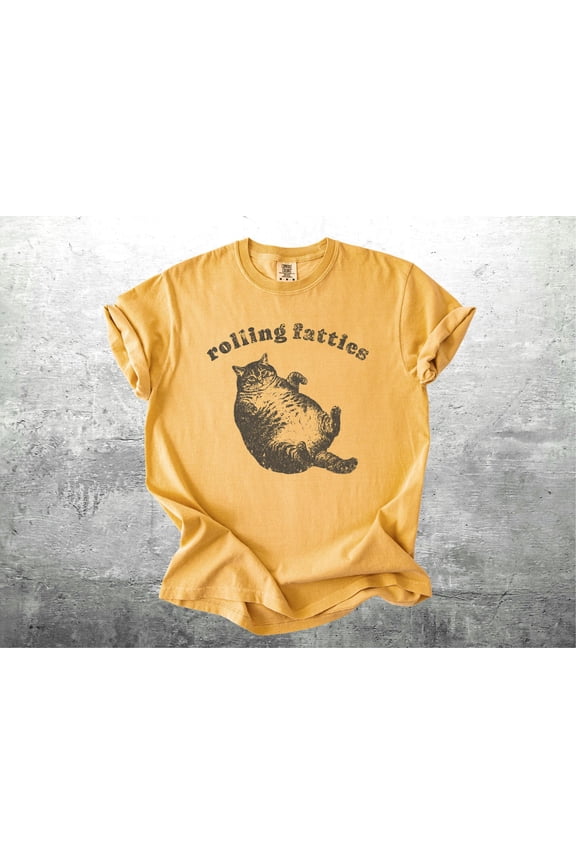 Funny Cat Meme Shirt Graphic Rolling Fatties Womens Mens Tshirt