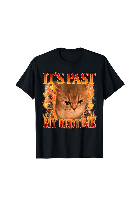 Funny Cat Meme T-Shirt with Humorous Bedtime Quote for Animal Lovers