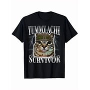 Funny Cat Meme Tummy Ache Survivor Sarcastic Humor Gift Unisex T-Shirt,S-5XL