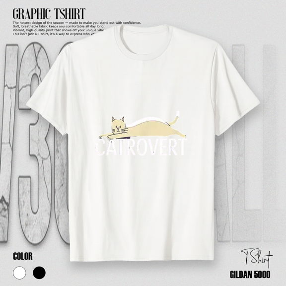 Funny Cat Meow Vector Outline Humorous Feline Statement Graphic Unisex T-Shirt, up to size 5XL