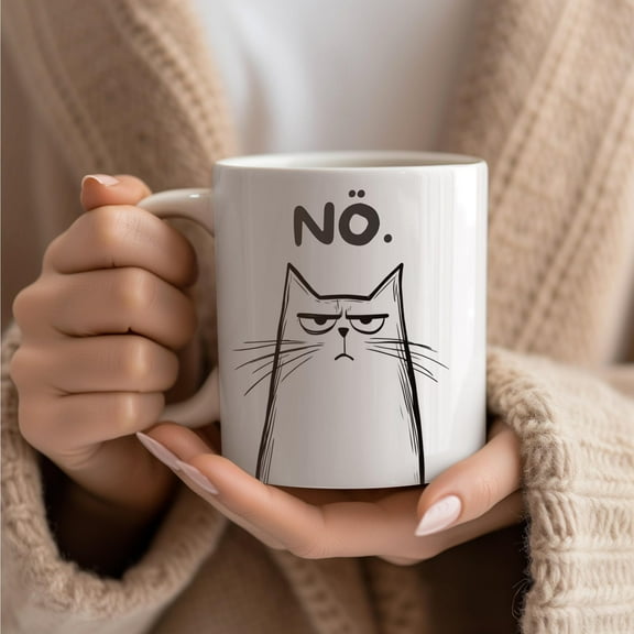 Funny Cat Mug, Grumpy Cat Design, Nope Just No Coffee Mug, Gift for Cat Lovers, Office Mug