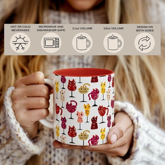 Funny Cat Mug, Wine Lover Gift, Feline Wine - Cats in Wine Glasses