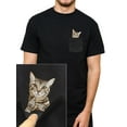 thumbnail image 1 of Funny Cat Pocket Print Cotton T-Shirt for Men and Women- Soft Short SleeFit, S-5XL, Machine Washable, Summer Streetwear, Regular Fit T-Shirt | Playful Design | Comfortable Fit, Cat Shirt, 1 of 11
