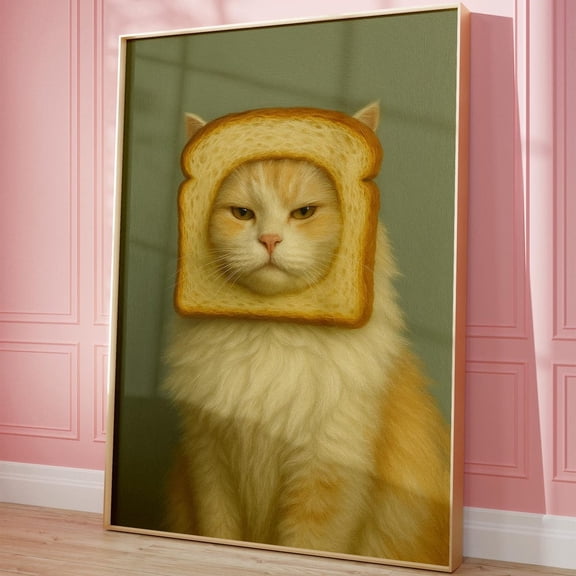 Funny Cat Portrait Whimsical Animal Wall Poster, Unframed Paper Poster 8x10in